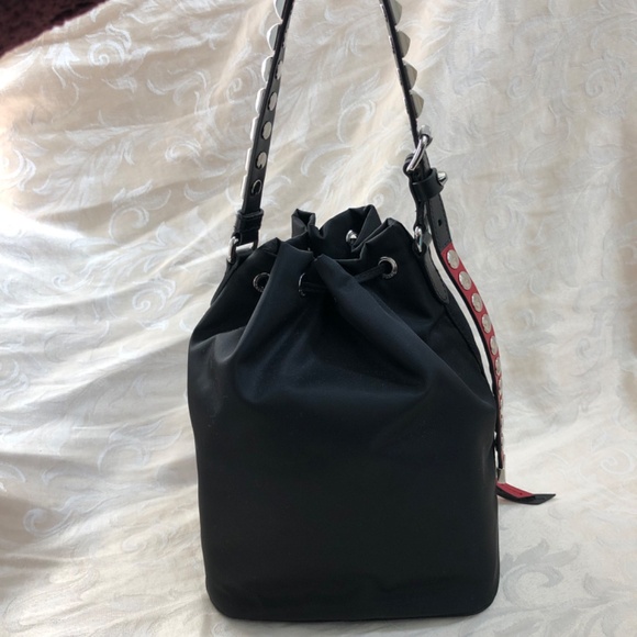 PRADA POCKET BUCKET BAG TESSUTO WITH STUDDED LEATHER - Picture 3 of 6